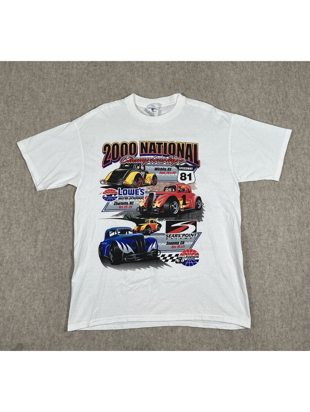 VTG 2000 National Championships Racing Legends Cars T-shirt Large White